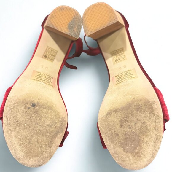 Jeffrey Campbell Burgundy Velvet Bow Holiday Heeled Sandals — Size 9.5 - Picture 3 of 3